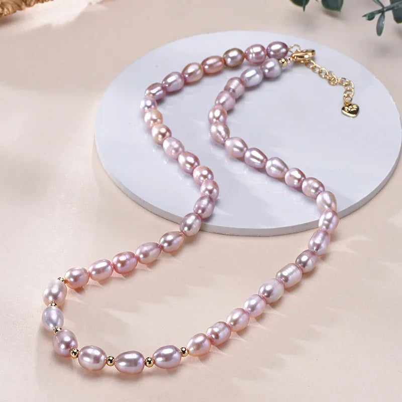 HENGSHENG Freshwater Pearl Choker Necklace | 925 Sterling Silver Fine Jewellery | Mixed White Pink Purple Pearls