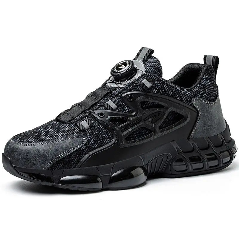 ZLMY Men's Steel Toe Safety Sneakers | Puncture-Proof | Quick Dial-Lock Closure | Breathable Work Shoes