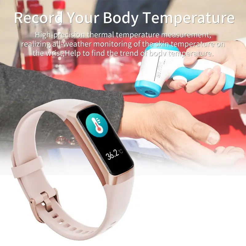 LIGE Unisex Smart Bracelet with AMOLED Display, Heart Rate, Blood Pressure and Physical Activity Monitor, Waterproof.
