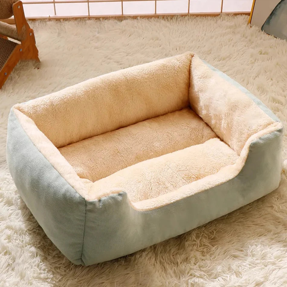 Ultra-Soft Plush Rectangle Pet Bed | Breathable, Short Plush Dog & Cat Nest | Supportive Calming Sofa