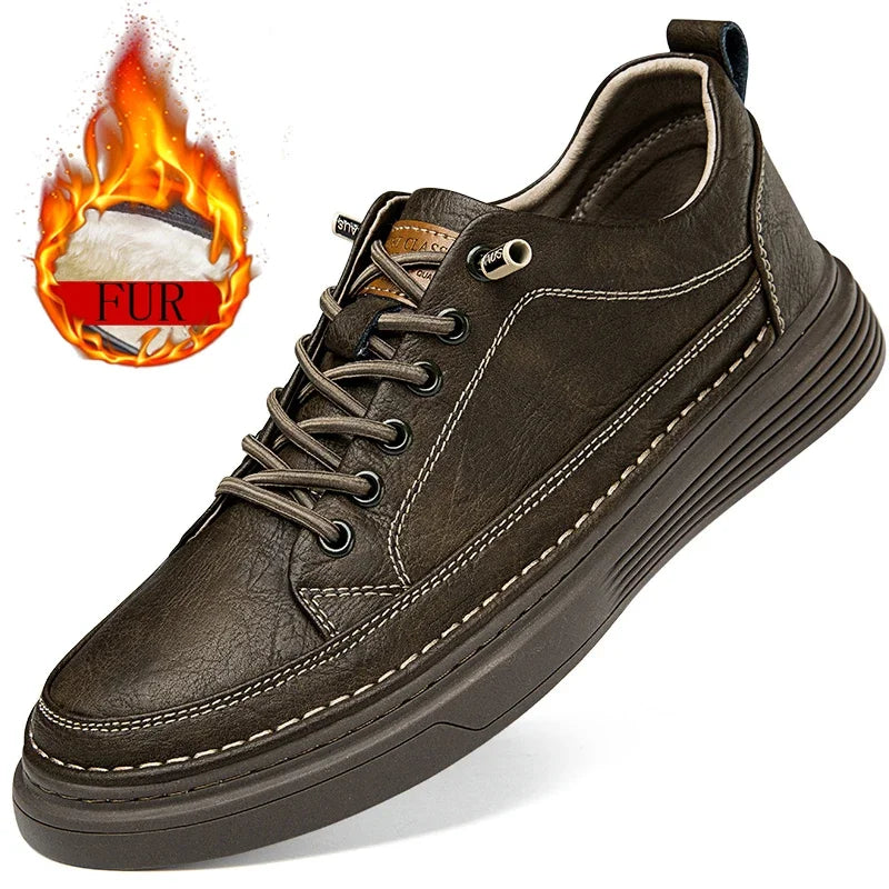 Yeinshaars Men's Genuine Leather Casual Shoe | Cow Leather Trainer | Rubber Outsole | Breathable Slip-On