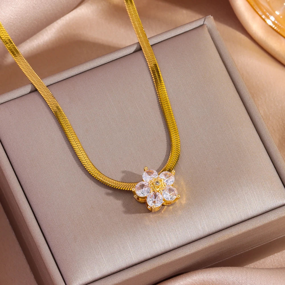 Marisa Minimalist Solitaire Necklace | 18K Gold Plated Stainless Steel Zirconia Pendant | Anti-Tarnish Jewellery