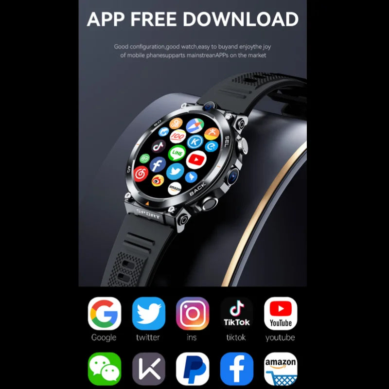 Smartwatch GOLDENSPIKE 4G – 256 GB, GPS, Wi-Fi, Câmera Dupla e Videochamadas | Compatível com Google Play