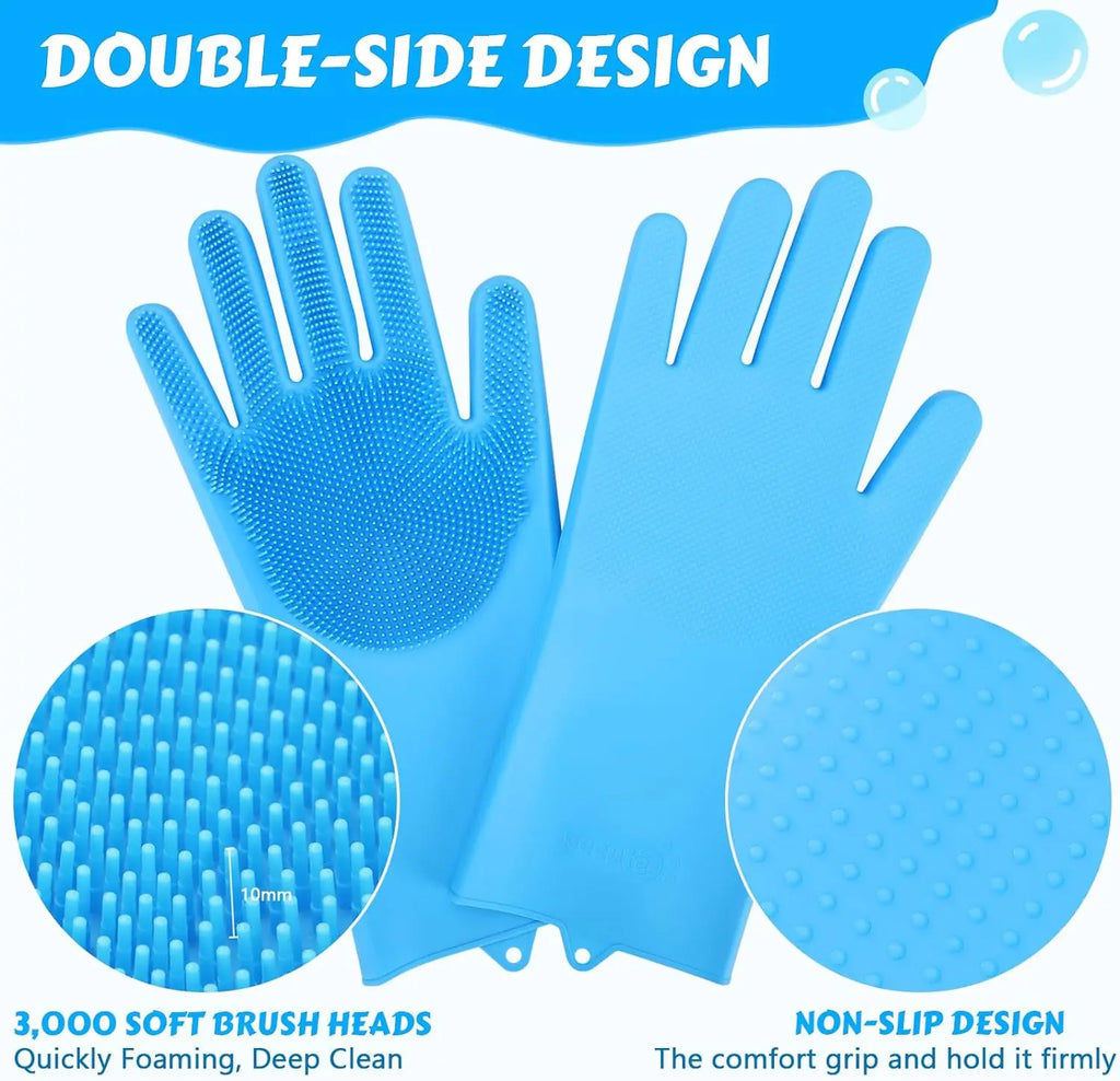 Eco-Friendly Silicone Pet Grooming Gloves | Deshedding, Bathing & Cleaning Mitts | Heat Resistant Multi-Purpose