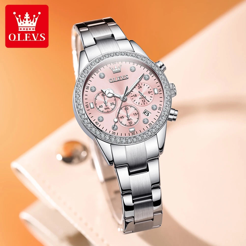 OLEVS luxury women's watch, elegant and modern, high-quality, original, multifunctional, waterproof, and quartz movement.