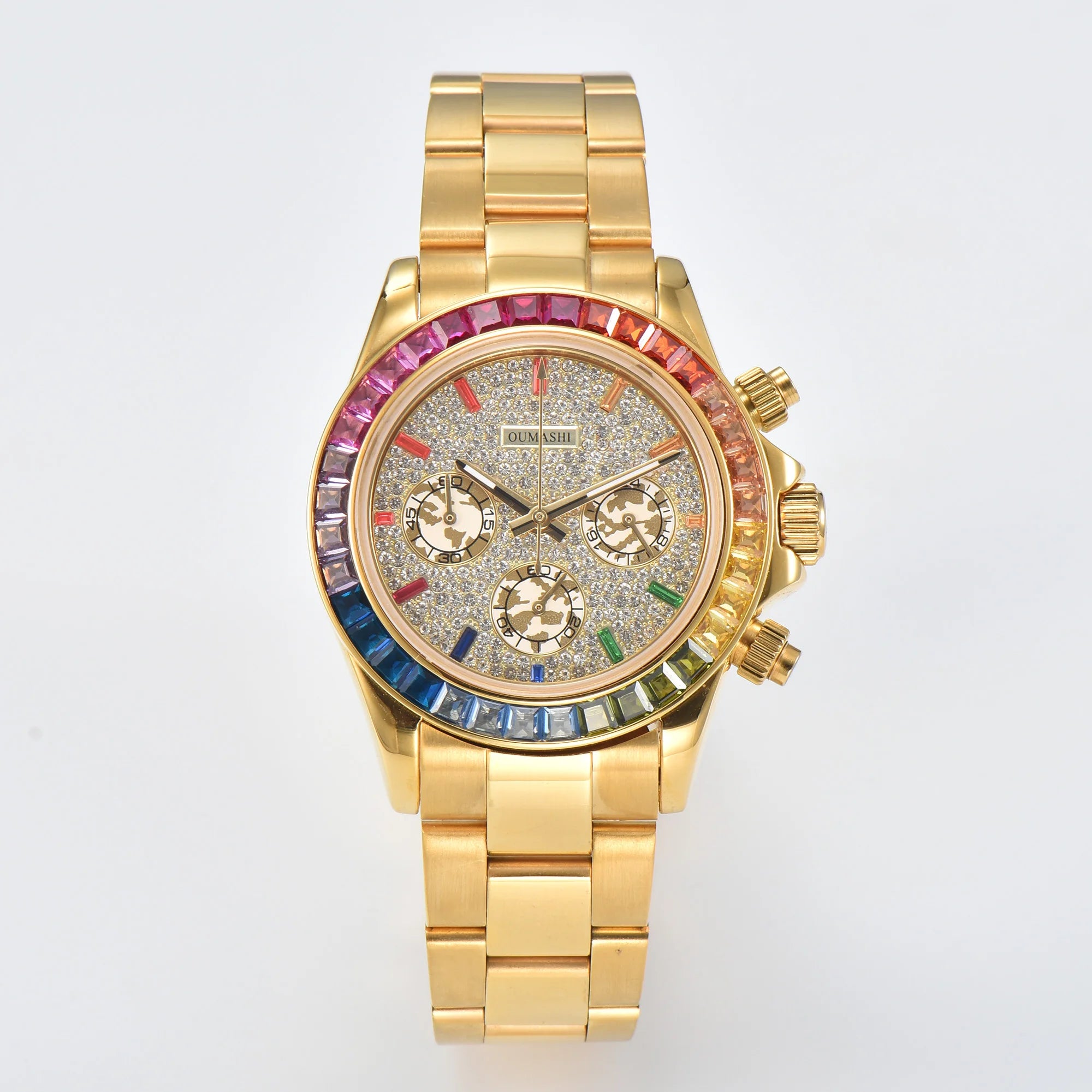 OUMASHI VK63 Luxury Men's Sports Watch with Sapphire Crystal, Stainless Steel, Water Resistant