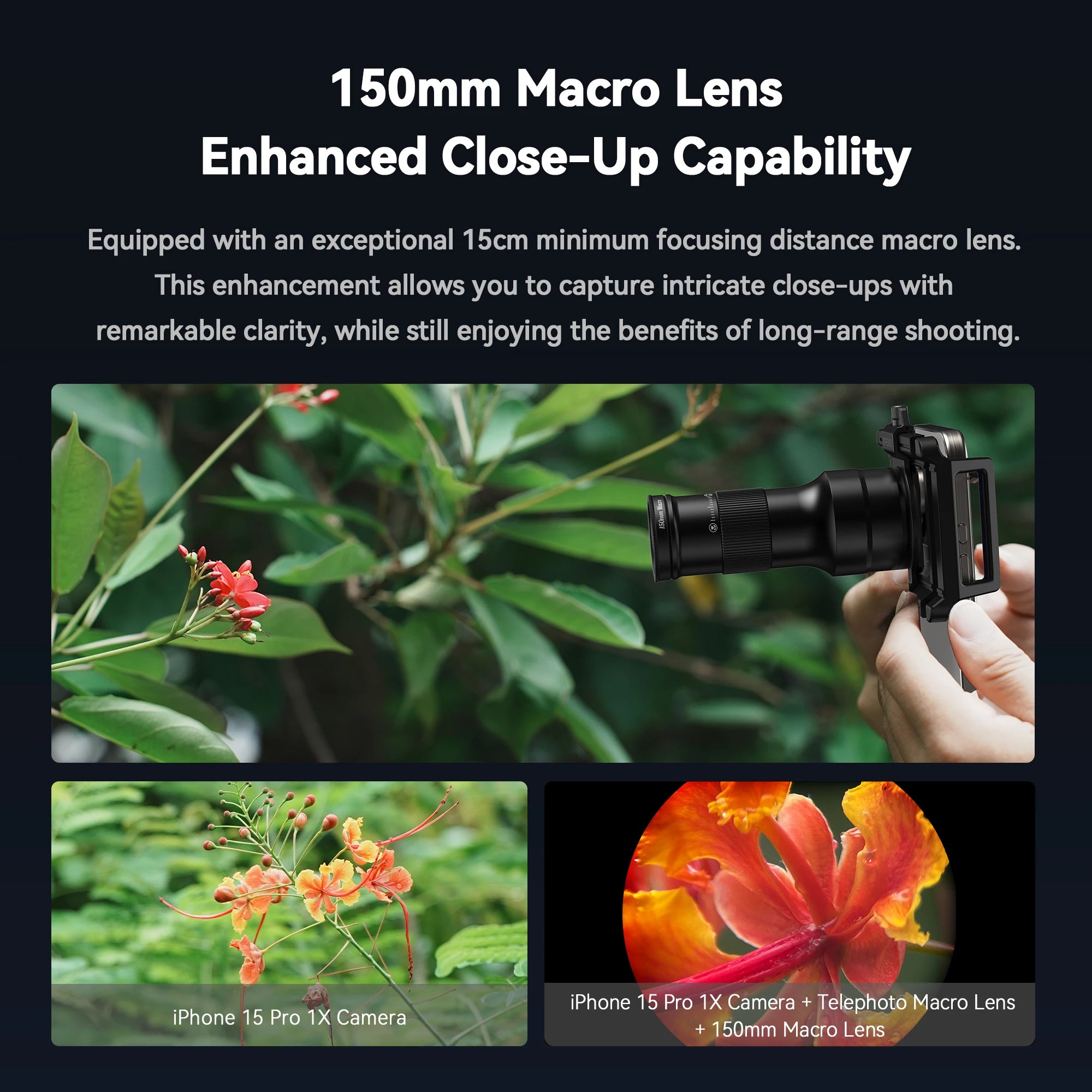 APEXEL 2-in-1 Telephoto Macro Lens Kit | 6X Zoom for Smartphones with 37mm Filter Mount | Universal Mobile Lens Accessories