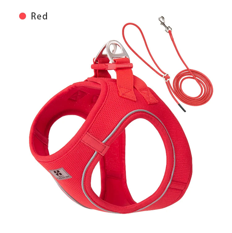 SMALL COMBINATION Air-Mesh Dog Harness & Leash Set | 360° Reflective, Padded & Quick Release | Small/Medium