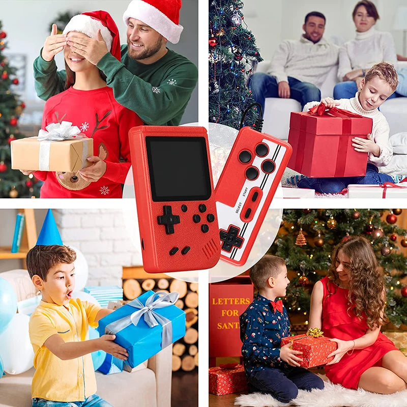 Retro handheld game console with 400 built-in FC games, portable case, 3-inch LCD screen, video game.