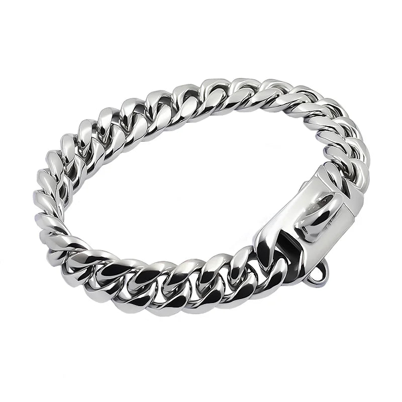 XMSJ Heavy Duty Cuban Link Dog Collar | 304 Stainless Steel, 18K Gold Plated | Quick Release Luxury Chain