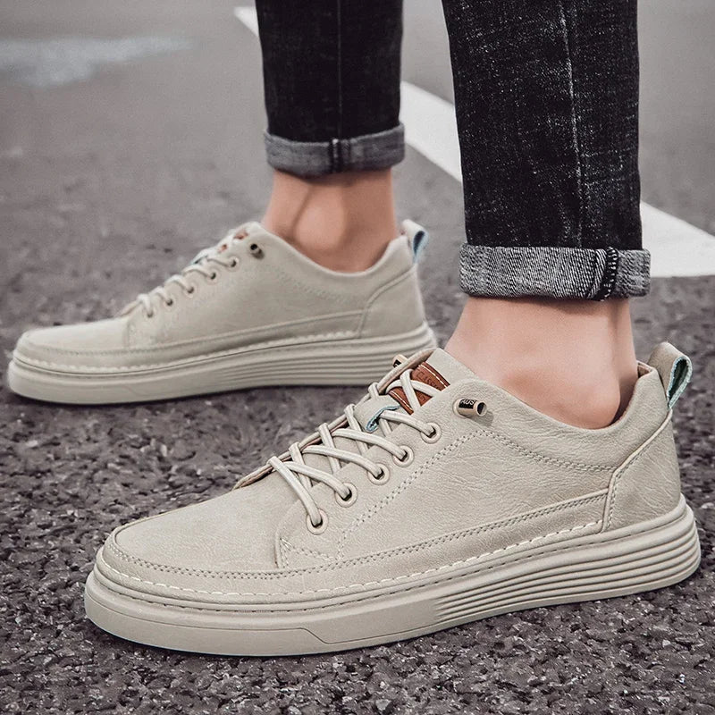 Yeinshaars Men's Genuine Leather Casual Shoe | Cow Leather Trainer | Rubber Outsole | Breathable Slip-On