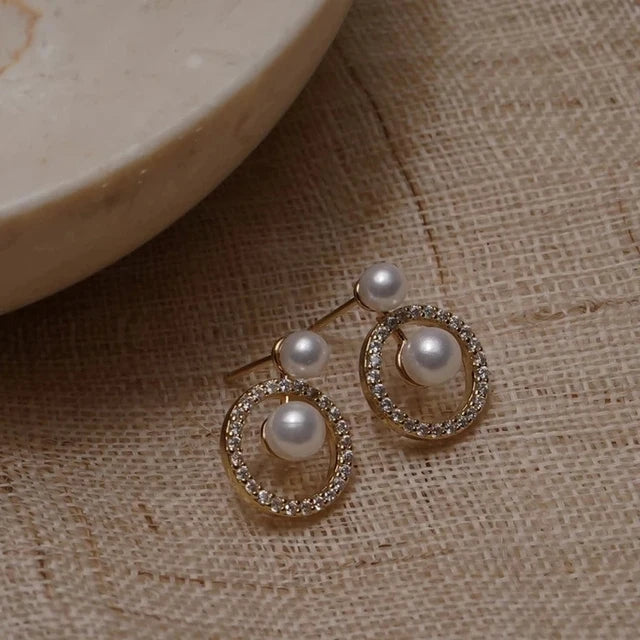Knot Pearl & Zirconia Stud Earrings | Certified S925 Sterling Silver Fine Jewellery | Intertwined Wedding Accessory