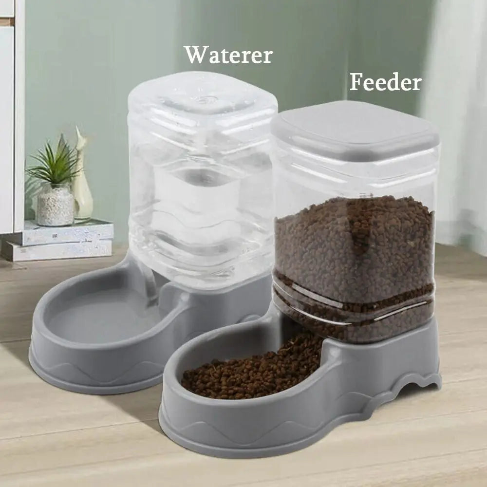 Gravity-Fed Pet Feeder & Waterer | Automatic PP Food Dispenser & Water Bottle | High-Capacity for Cats & Dogs