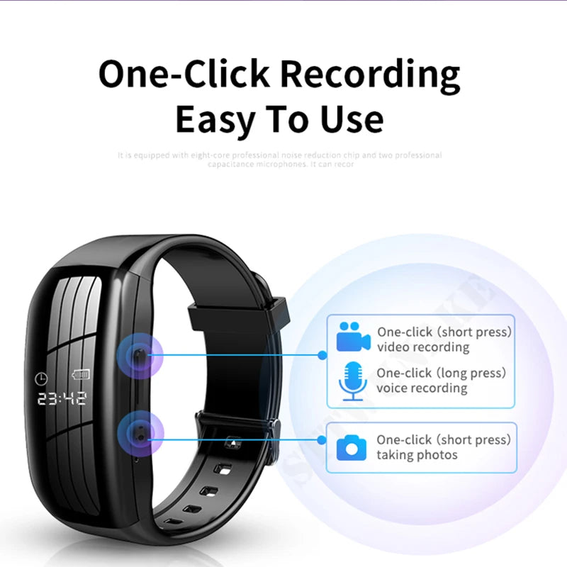 XIXI SPY D5 Mini Body Cam Watch | 1080P HD Video Recorder | One-Click Covert Surveillance Bracelet