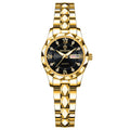 BINBOND B2522 Women's Quartz Watch | Tungsten Steel Two-Tone Bracelet | Diamond-Cut Bezel | Day/Date