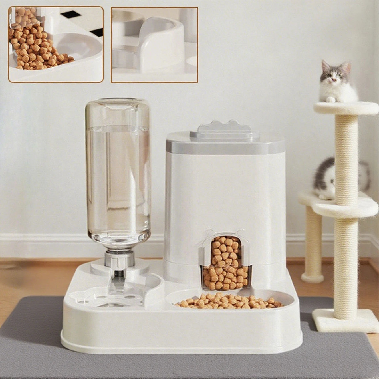 2-in-1 Gravity Pet Feeder & Water Dispenser for Cats & Dogs | Non-Electric System