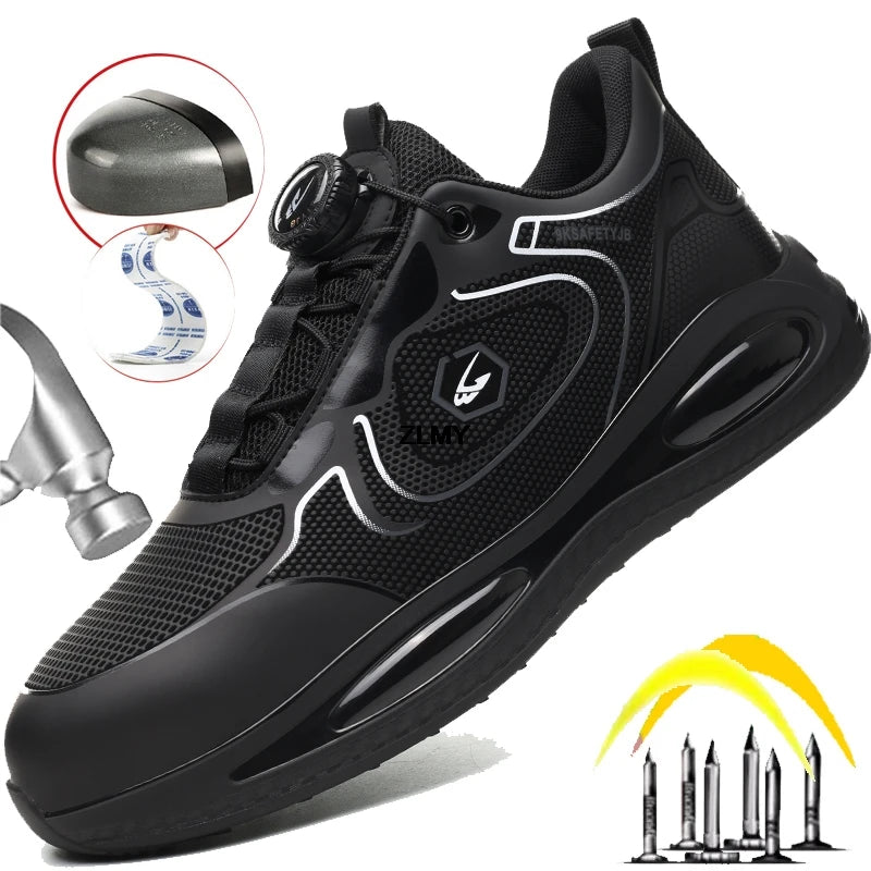 ZLMY "Watershell" Safety Work Boots | Anti-Smash Steel Toe | Anti-Stab | Waterproof | Quick Button Closure