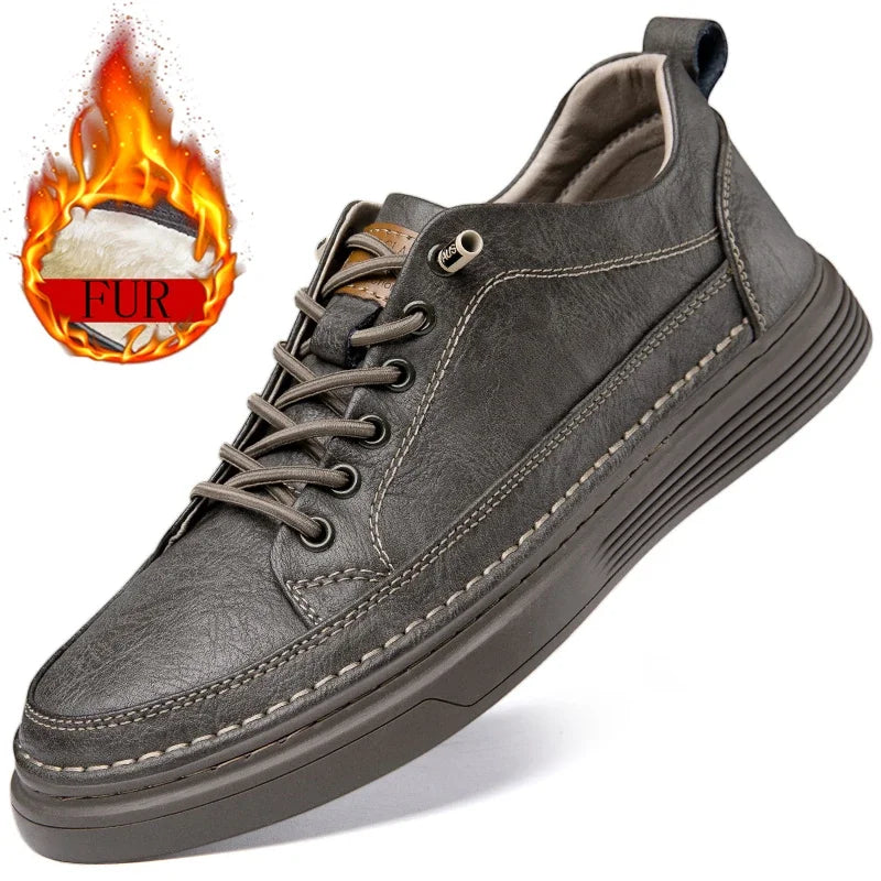 Yeinshaars Men's Genuine Leather Casual Shoe | Cow Leather Trainer | Rubber Outsole | Breathable Slip-On