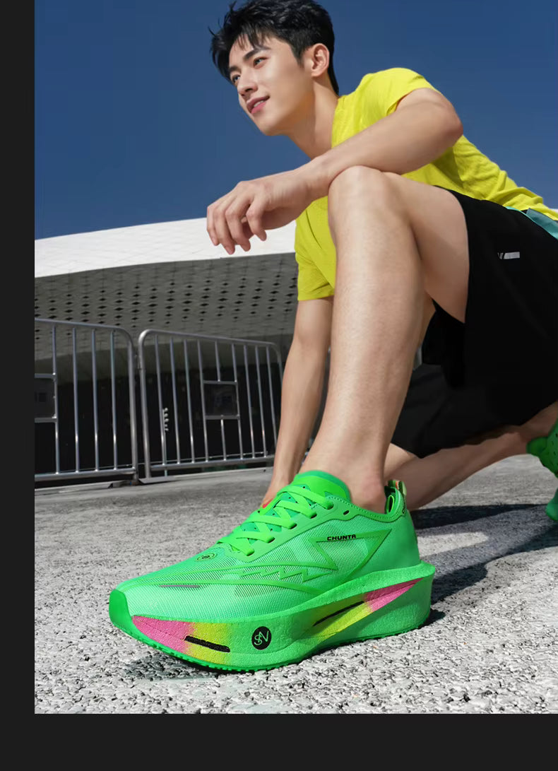 ADMAR CHUNTA Elite Men's Running Shoes | Neon Green Graffiti Sole | Lightweight & Breathable | Spring/Autumn Sneaker