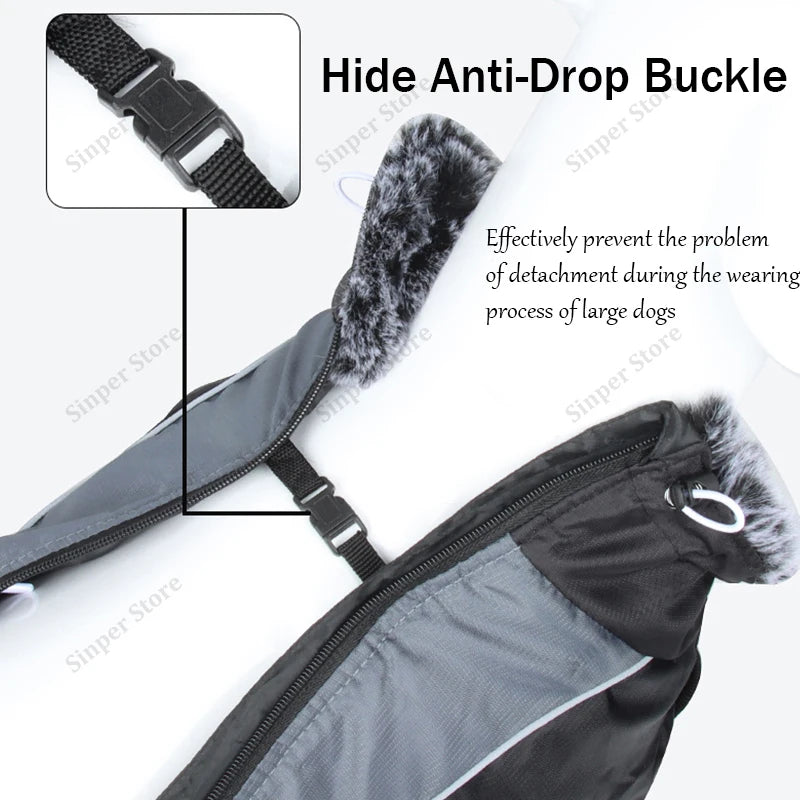 Waterproof Dog Winter Coat | Windproof, Reflective & Warm High Neck Jacket | Detachable Leash Attachment
