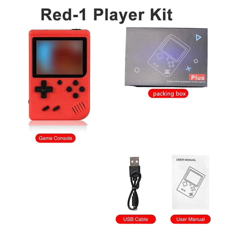 Retro handheld game console with 400 built-in FC games, portable case, 3-inch LCD screen, video game.