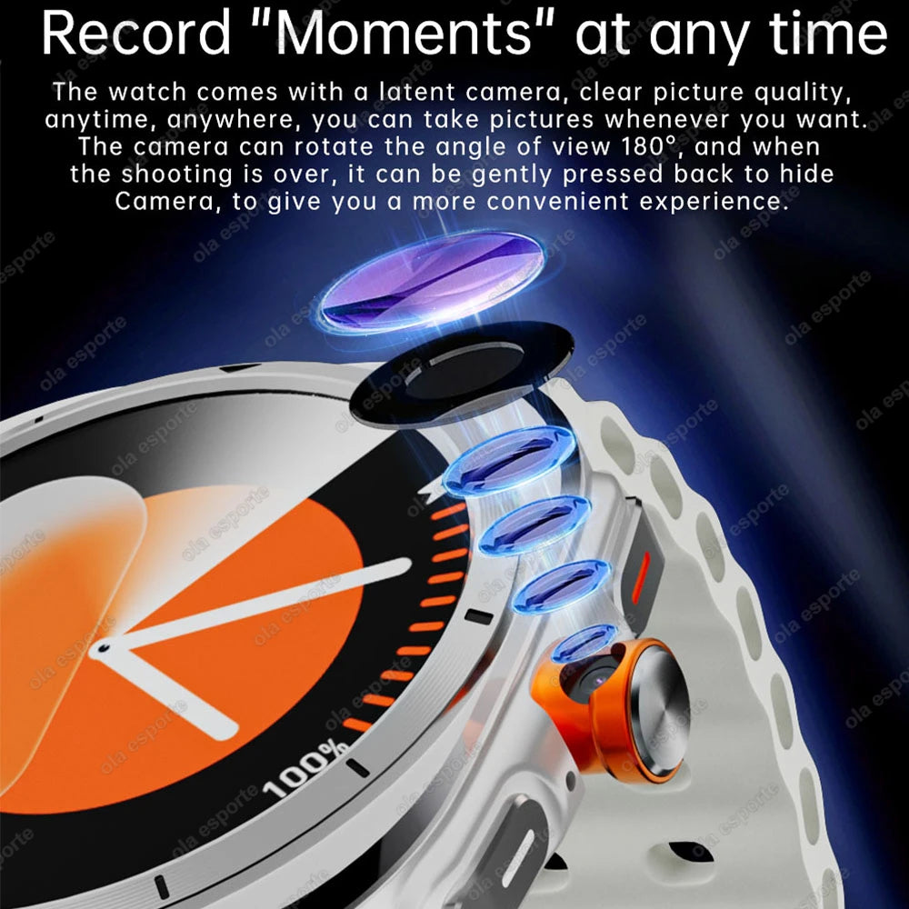 Smartwatch Ultra 8 4/5G, HD 480x480 screen, Heart Rate Monitoring, Camera, NFC, GPS, Compass and 1480mAh Battery.