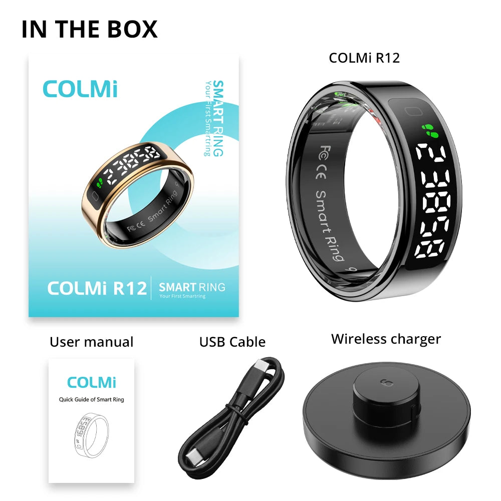 COLMI R12 Smart Ring | Integrated Display Screen | Wireless Charging | 5ATM Waterproof Health Tracker
