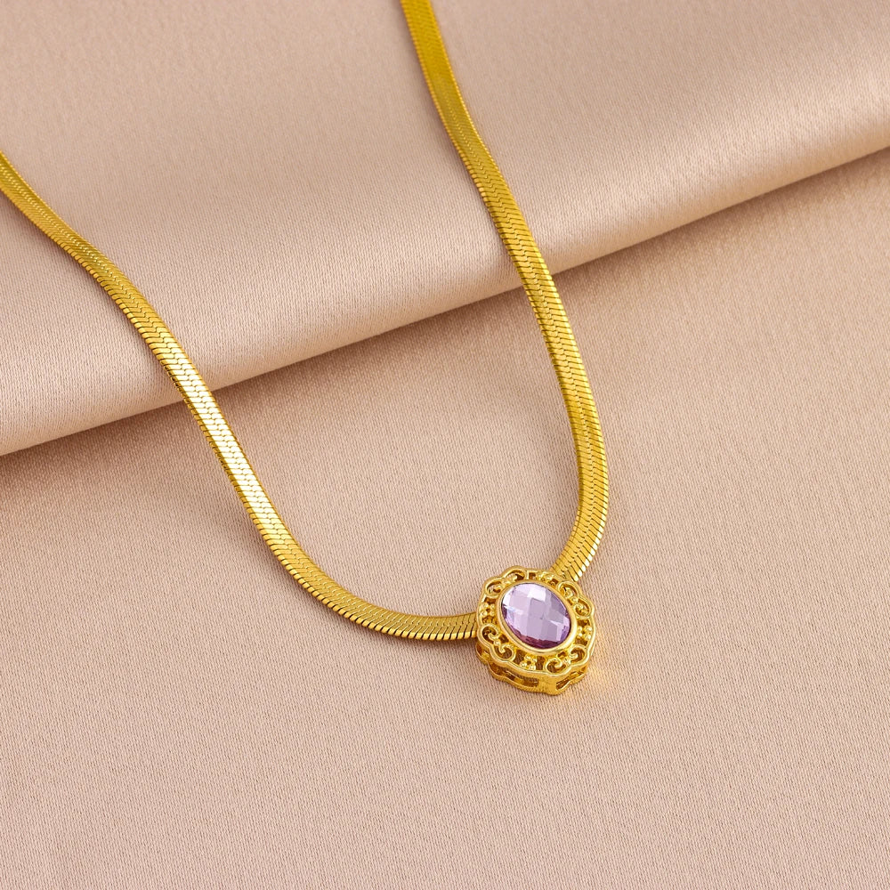 Marisa Minimalist Solitaire Necklace | 18K Gold Plated Stainless Steel Zirconia Pendant | Anti-Tarnish Jewellery