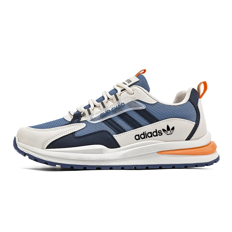 CATBELEE Men's Casual Running Shoes | Air Mesh Breathable Upper | Rubber Outsole | White, Orange & Blue Trainer