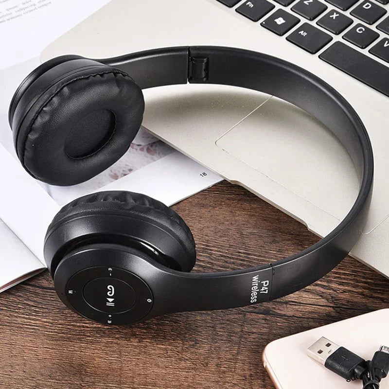 P47 Wireless Over-Ear Headphones | Bluetooth 5.0 ANC | Built-in Mic & Volume Control