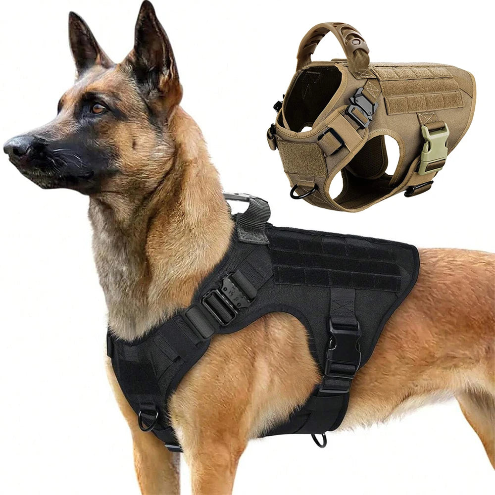 PETRAVEL Tactical Dog Harness Vest | Heavy Duty Nylon, Padded & Quick Release | Working Dog Military Gear