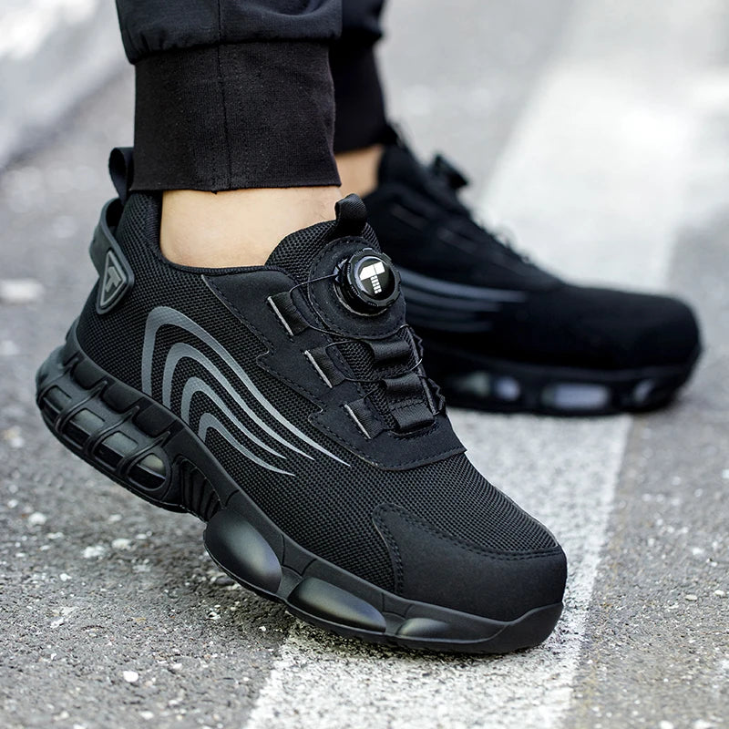 TANRDON Men's Steel Toe Safety Sneakers | Puncture-Proof | Quick-Dial Closure | Lightweight Work Shoe