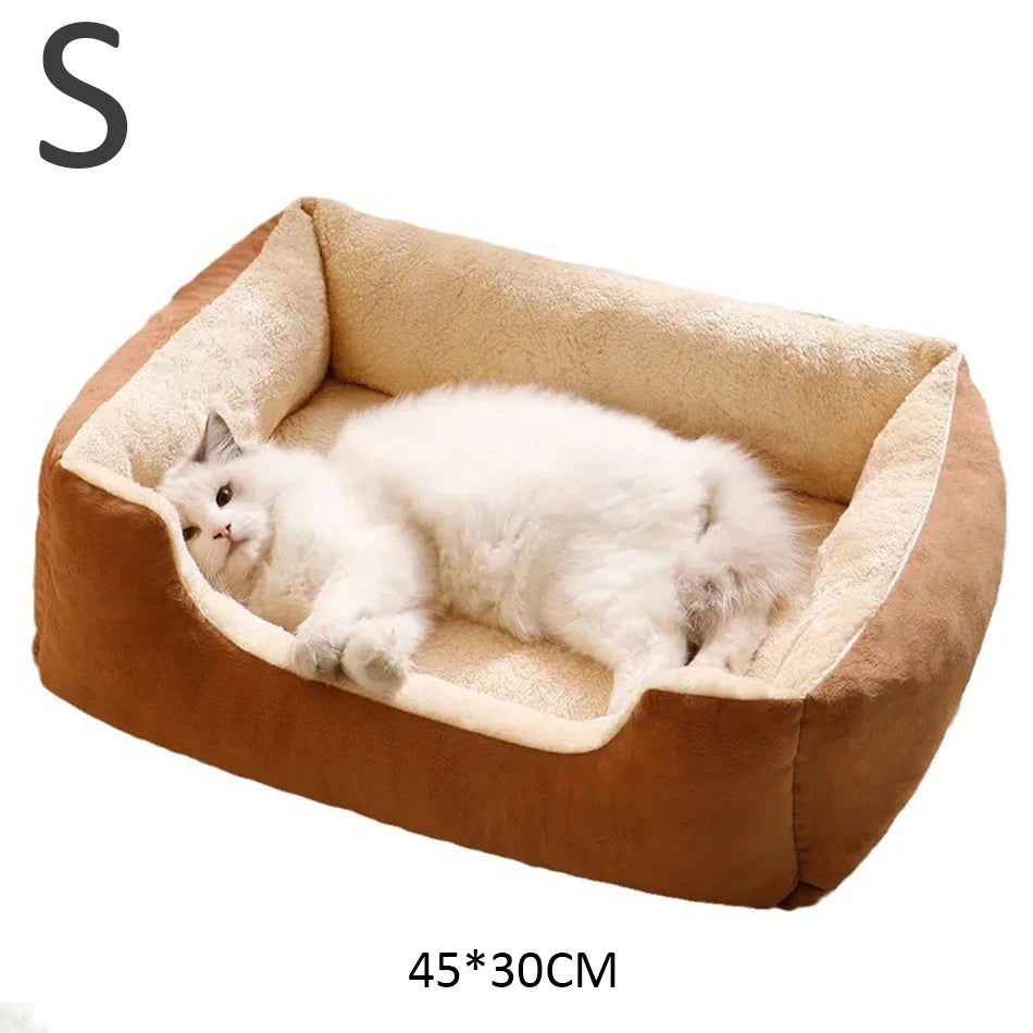 Ultra-Soft Plush Rectangle Pet Bed | Breathable, Short Plush Dog & Cat Nest | Supportive Calming Sofa