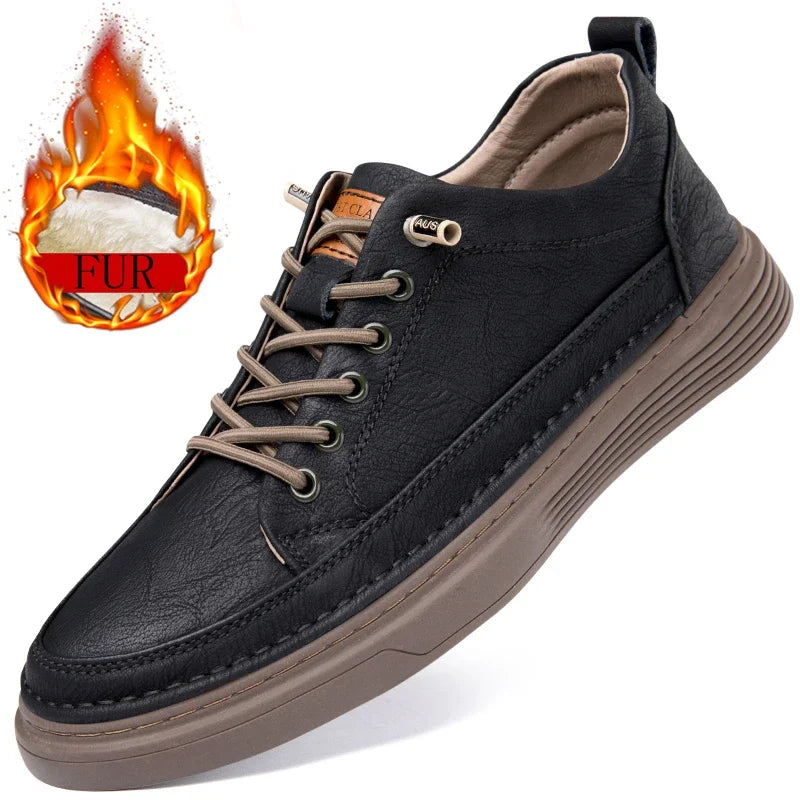 Yeinshaars Men's Genuine Leather Casual Shoe | Cow Leather Trainer | Rubber Outsole | Breathable Slip-On