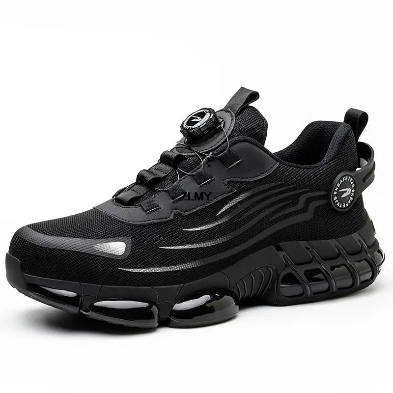ZLMY Men's Steel Toe Safety Sneakers | Puncture-Proof | Quick Dial-Lock Closure | Breathable Work Shoes