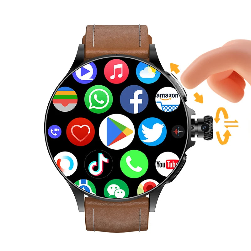 HOT GT200 Smartwatch with Android 10.0 operating system, GPS, Wi-Fi and SIM card slot. 1.95-inch AMOLED screen, rotating camera