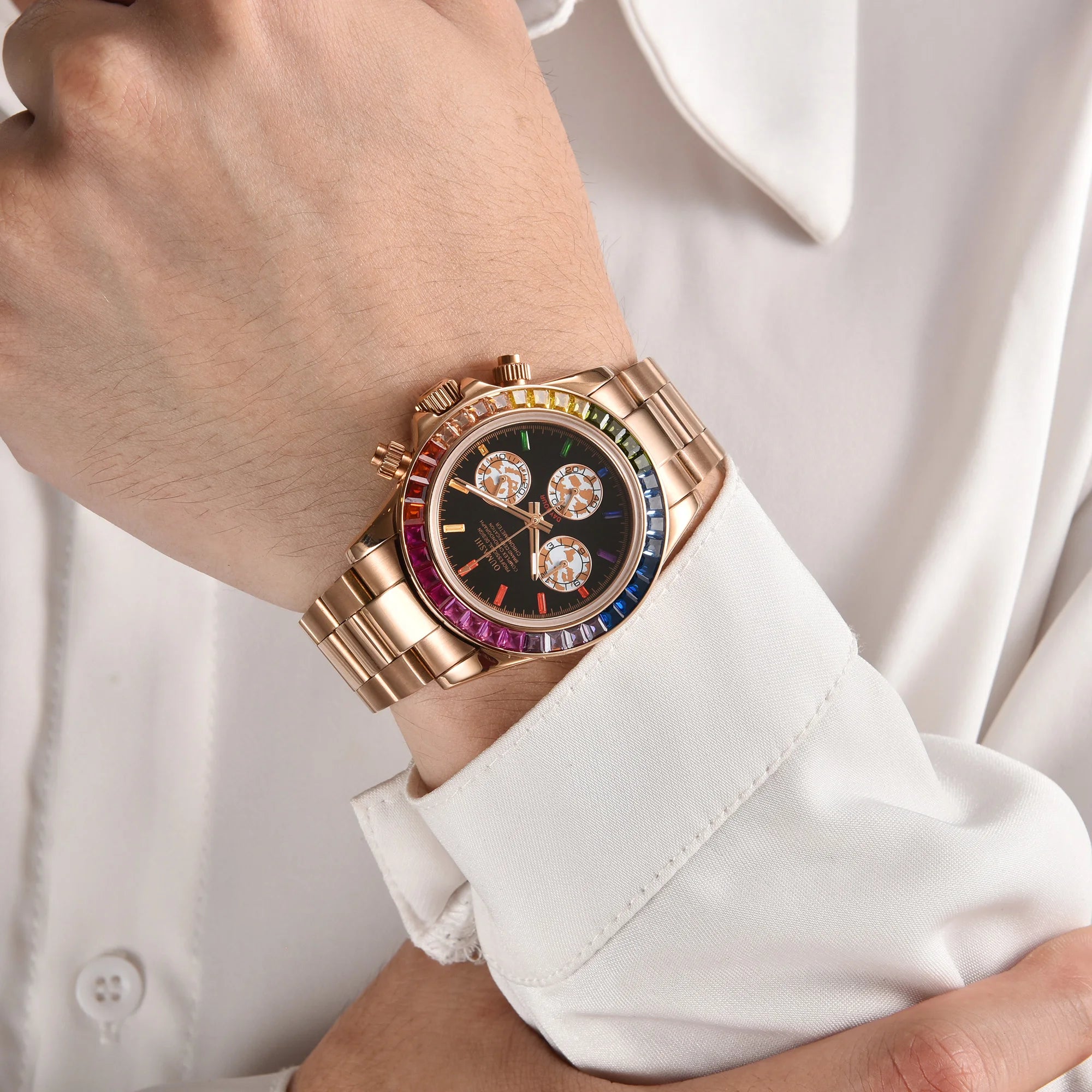 OUMASHI VK63 Luxury Men's Sports Watch with Sapphire Crystal, Stainless Steel, Water Resistant