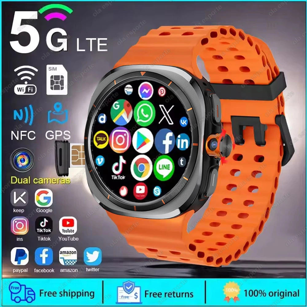 Smartwatch Ultra 8 4/5G, HD 480x480 screen, Heart Rate Monitoring, Camera, NFC, GPS, Compass and 1480mAh Battery.