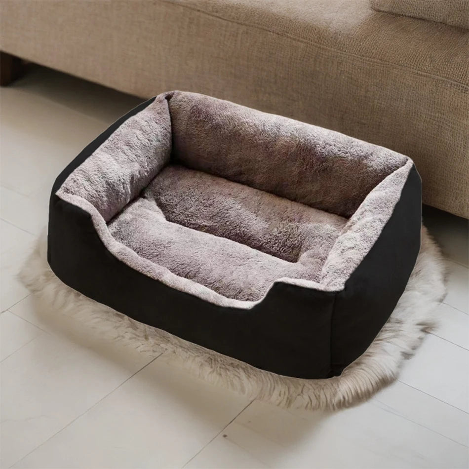 Ultra-Soft Plush Rectangle Pet Bed | Breathable, Short Plush Dog & Cat Nest | Supportive Calming Sofa