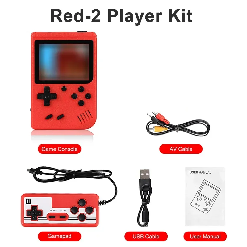 Retro handheld game console with 400 built-in FC games, portable case, 3-inch LCD screen, video game.