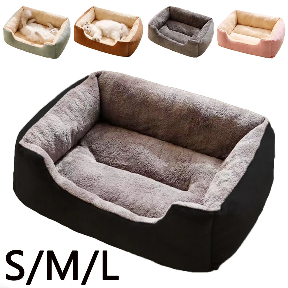 Ultra-Soft Plush Rectangle Pet Bed | Breathable, Short Plush Dog & Cat Nest | Supportive Calming Sofa