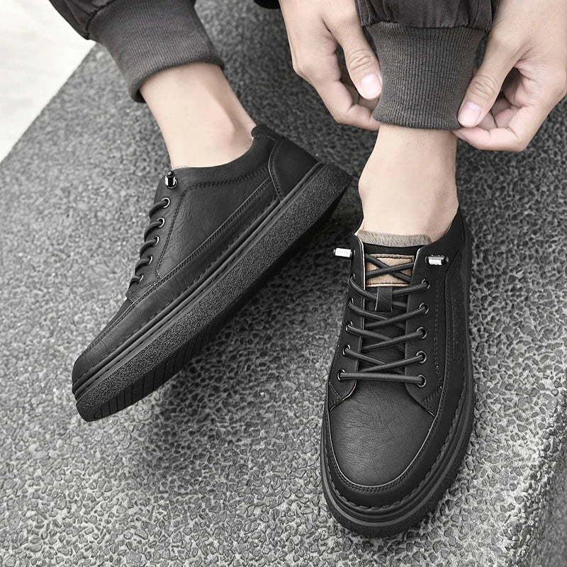 MOGACIILLO Men's Genuine Leather Casual Oxfords | Cow Leather Slip-On Shoe | Breathable & Massage Feature