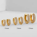 onekiss Women's Pave CZ Huggie Hoop Earrings | Gold Plated Cartilage Hoops | 11mm, 13mm, 17mm Adjustable Sizes