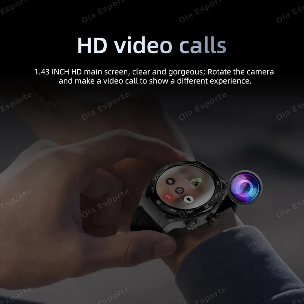 2025 Unisex GPS Smartwatch, 4GB of RAM + 64GB of Storage, 750mAh Battery, 5G Calls, Camera, and IP68 Water Resistance.