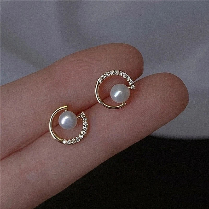 Knot Pearl & Zirconia Stud Earrings | Certified S925 Sterling Silver Fine Jewellery | Intertwined Wedding Accessory