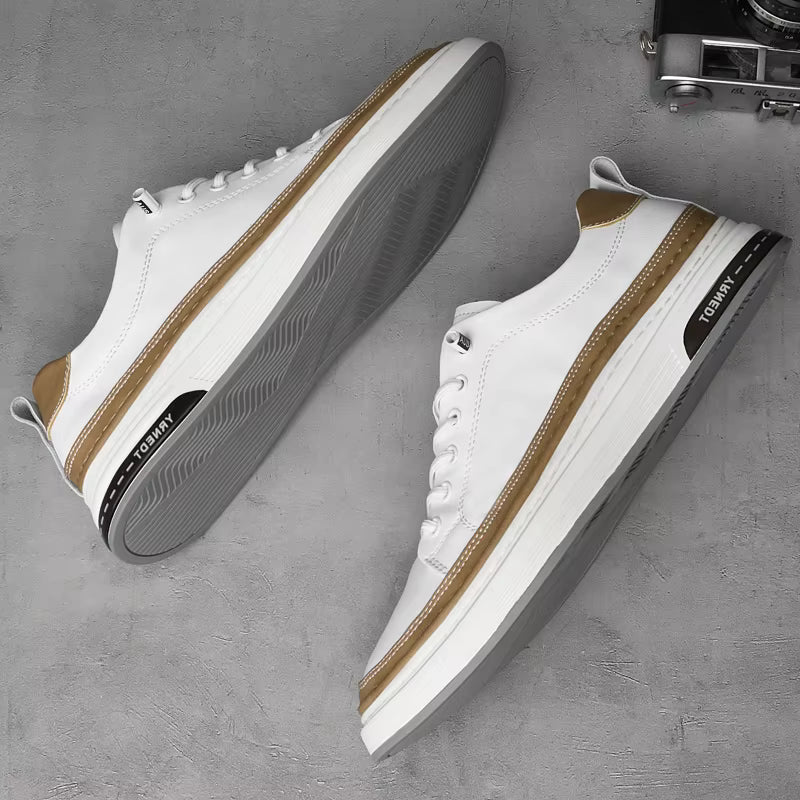 MOGACIILLO 1131 Men's Genuine Leather Casual Trainers | White Cow Leather Slip-On Shoe | Breathable & Massage