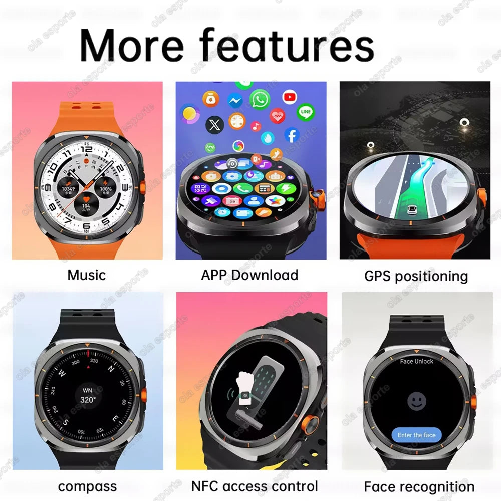 Smartwatch U8 ULTRA 2025 | iOS e Android 9.0 | 4G/5G | Cartão SIM | Wi-Fi | NFC | GPS | Bússola | 32 GB de RAM | Câmera Rotativa