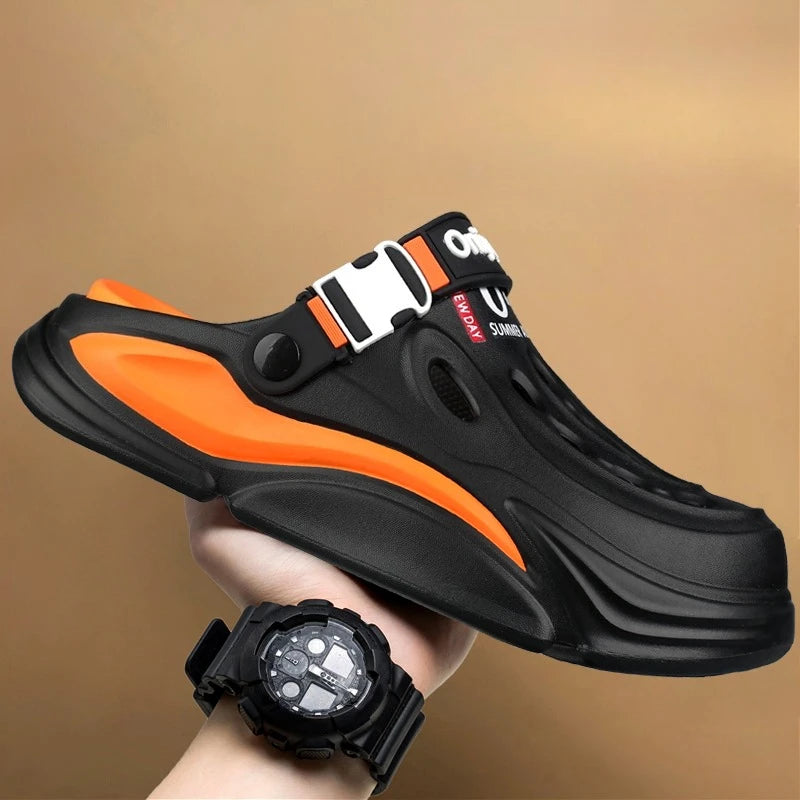 ANNPOTS Men's Tactical EVA Clogs | Adjustable Buckle Strap | Lightweight Summer Slides | Waterproof