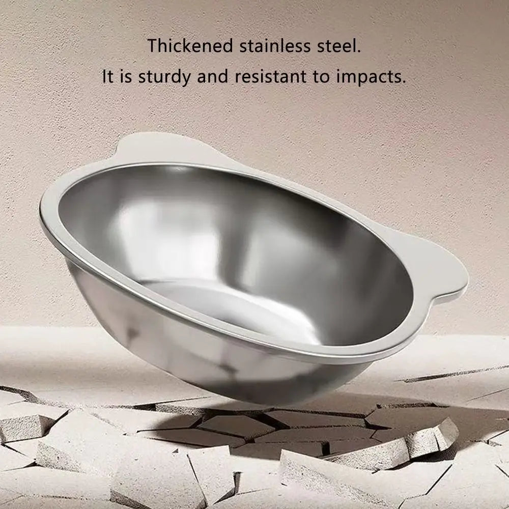 304 Stainless Steel Elevated Cat Food Bowl | 15° Tilted Design for Spine Protection | Anti-Skid Puppy Feeder