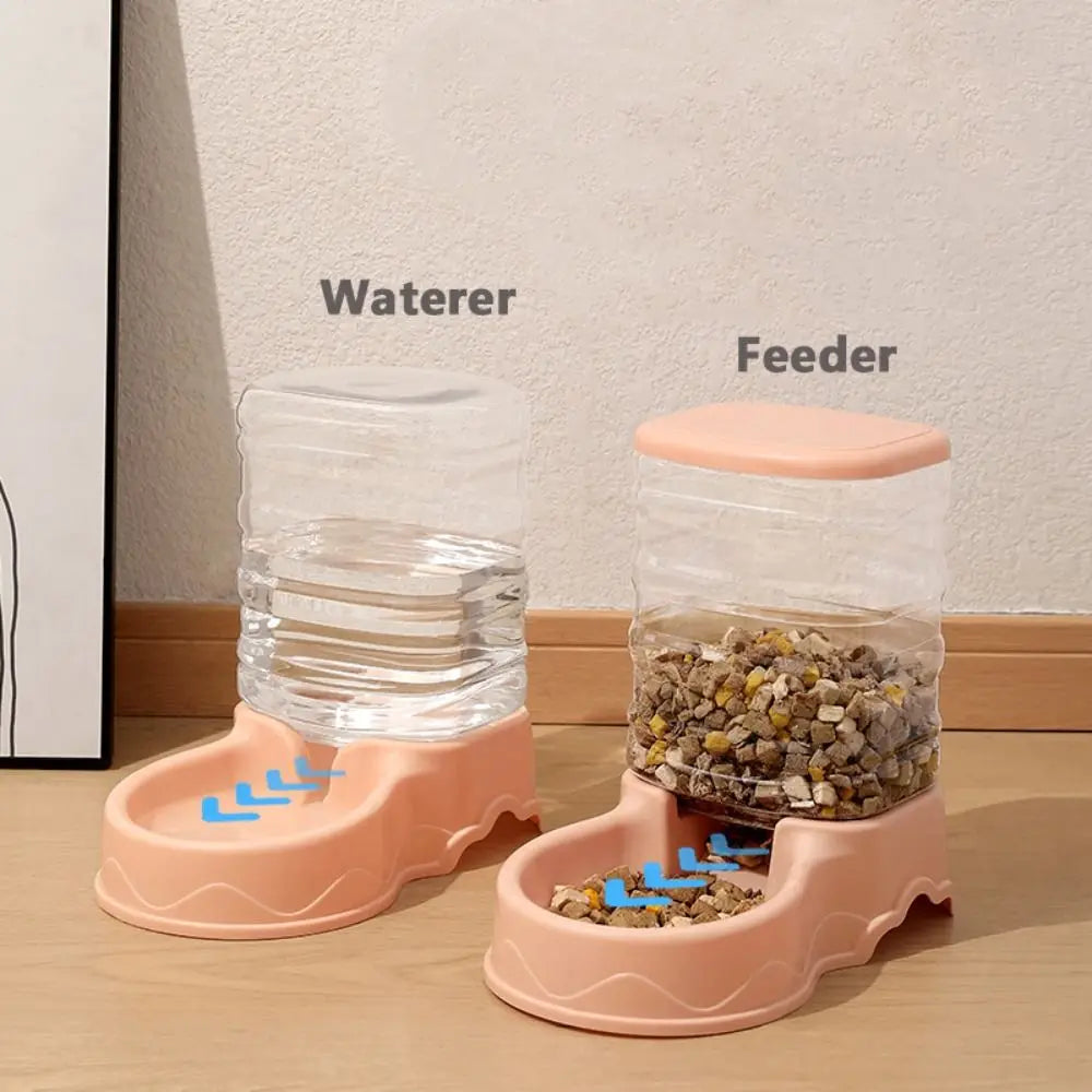 Gravity-Fed Pet Feeder & Waterer | Automatic PP Food Dispenser & Water Bottle | High-Capacity for Cats & Dogs